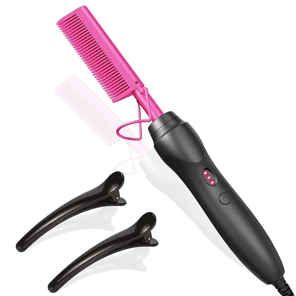Hot Comb Hair Straightener Ceramic Curling Iron