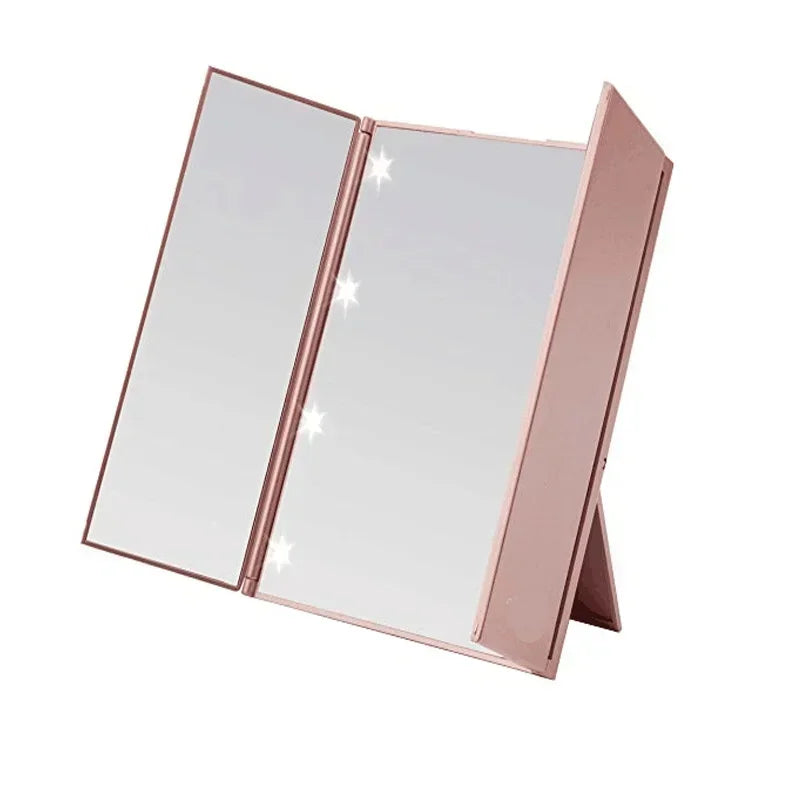 Portable LED Three-Sided Makeup Mirror