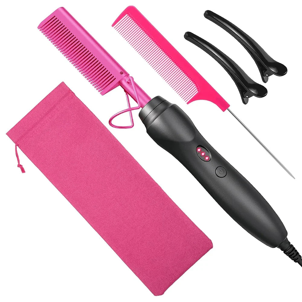 Hot Comb Hair Straightener Ceramic Curling Iron