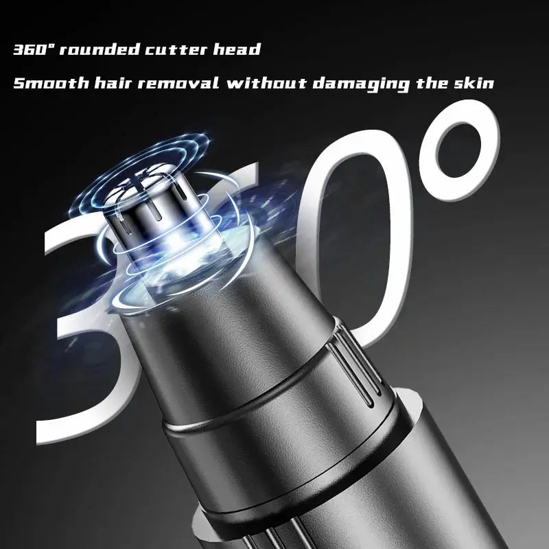 Sleek Black Electric Nose & Ear Hair Trimmer - Professional, Painless Grooming for Men and Women