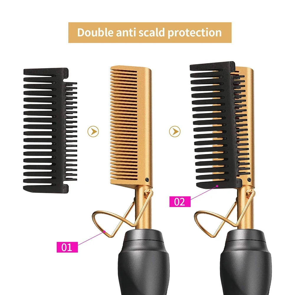 Hot Comb Hair Straightener Ceramic Curling Iron