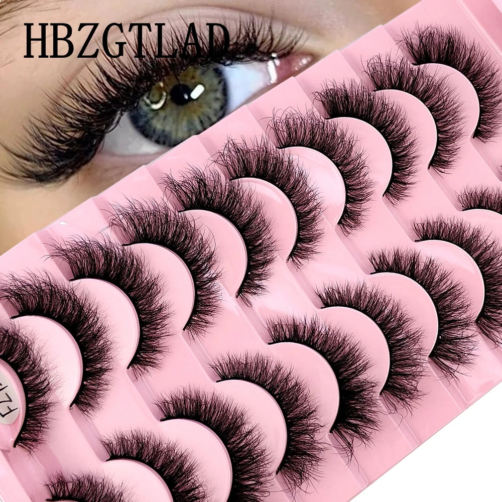 Glamour 10-Pack: 3D Faux Mink Eyelashes - Handcrafted for Natural Nude Elegance