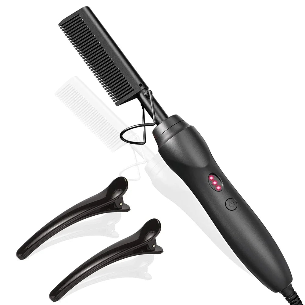 Hot Comb Hair Straightener Ceramic Curling Iron