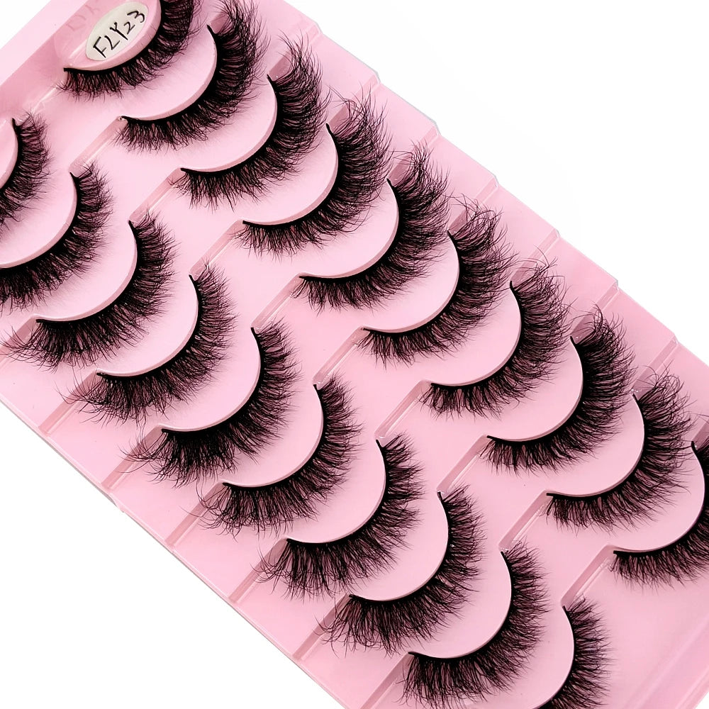 Glamour 10-Pack: 3D Faux Mink Eyelashes - Handcrafted for Natural Nude Elegance