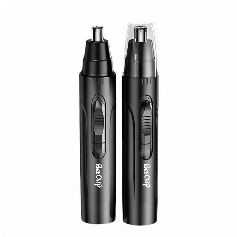 Sleek Black Electric Nose & Ear Hair Trimmer - Professional, Painless Grooming for Men and Women