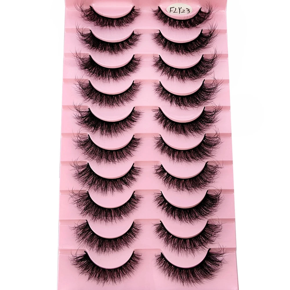 Glamour 10-Pack: 3D Faux Mink Eyelashes - Handcrafted for Natural Nude Elegance