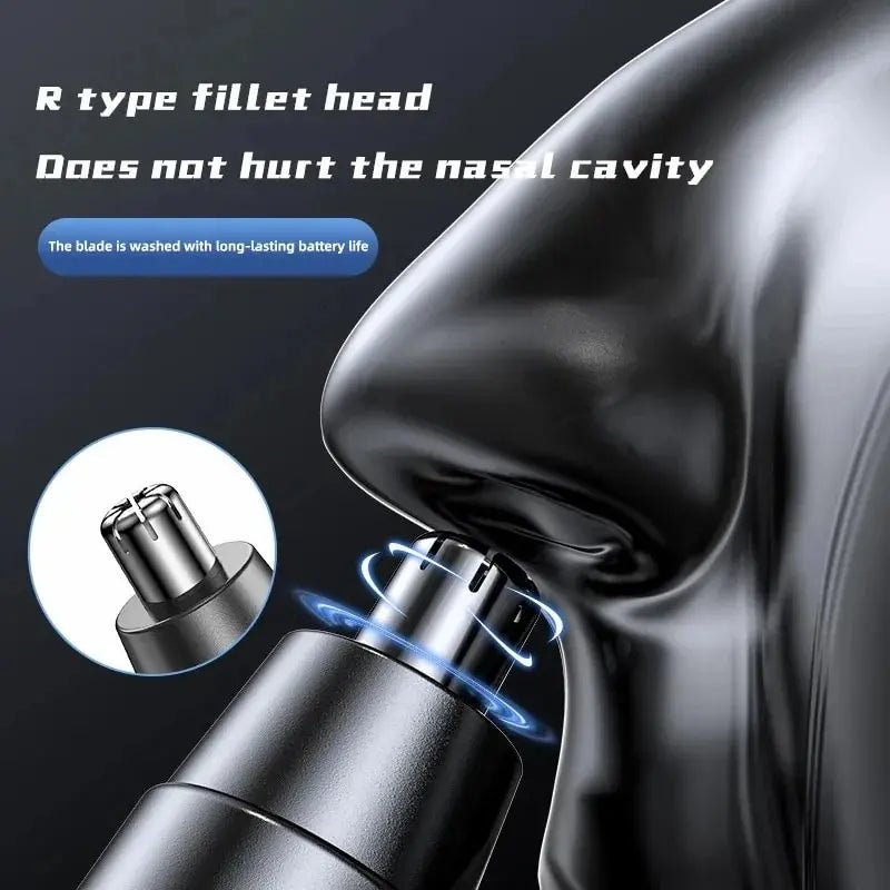 Sleek Black Electric Nose & Ear Hair Trimmer - Professional, Painless Grooming for Men and Women