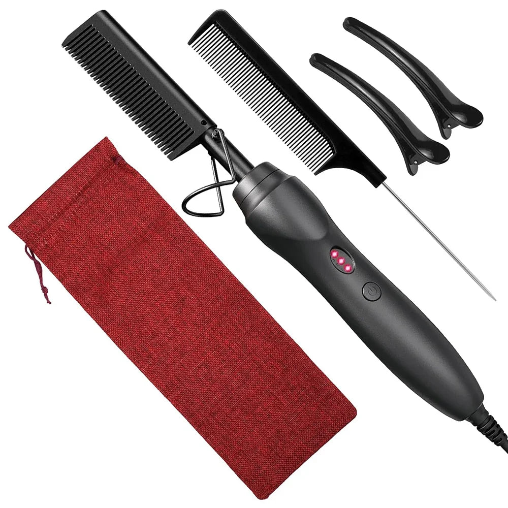 Hot Comb Hair Straightener Ceramic Curling Iron