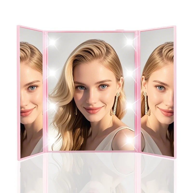Portable LED Three-Sided Makeup Mirror