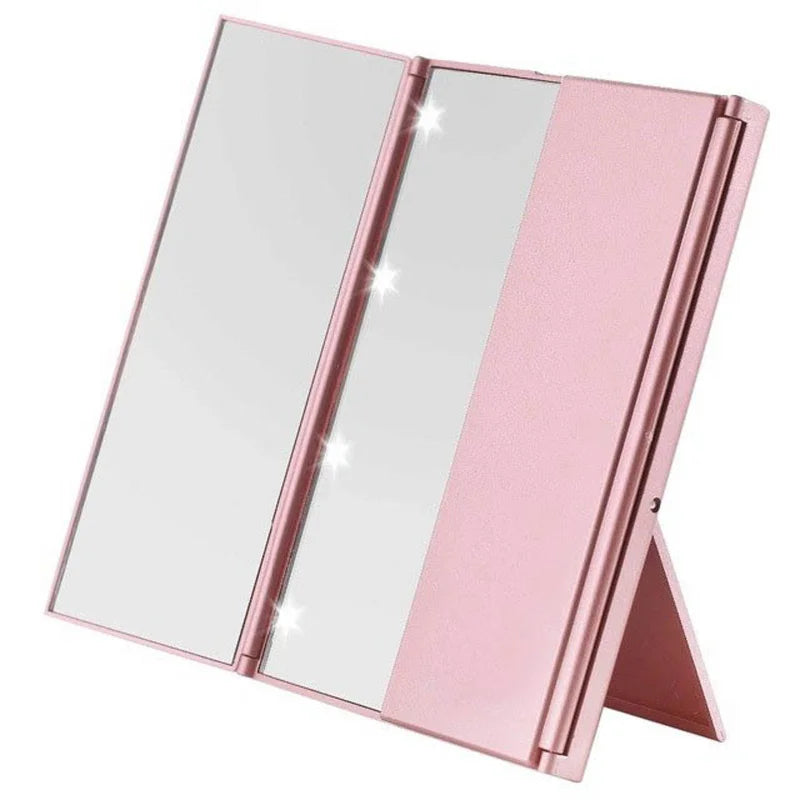 Portable LED Three-Sided Makeup Mirror