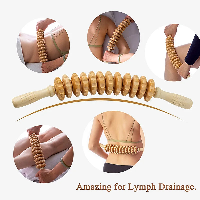 Wood Therapy Massage Roller Sculpt, tone, and relax with this handheld roller! Perfect for lymphatic drainage, cellulite reduction, and muscle tension release. A must-have tool for self-care and wellness enthusiasts!