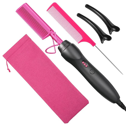 Hot Comb Hair Straightener Ceramic Curling Iron