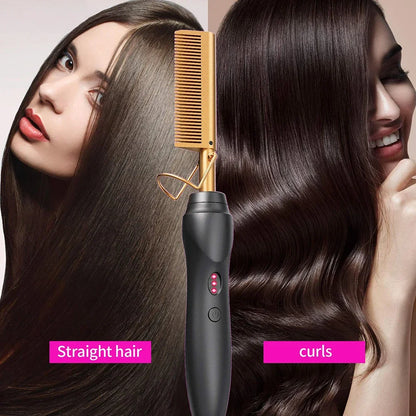 Hot Comb Hair Straightener Ceramic Curling Iron