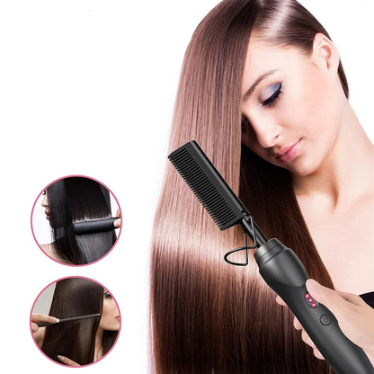 Hot Comb Hair Straightener Ceramic Curling Iron
