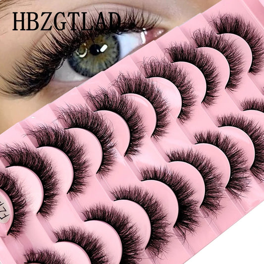 Glamour 10-Pack: 3D Faux Mink Eyelashes - Handcrafted for Natural Nude Elegance
