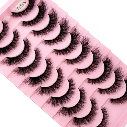 Glamour 10-Pack: 3D Faux Mink Eyelashes - Handcrafted for Natural Nude Elegance