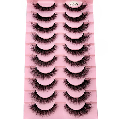 Glamour 10-Pack: 3D Faux Mink Eyelashes - Handcrafted for Natural Nude Elegance