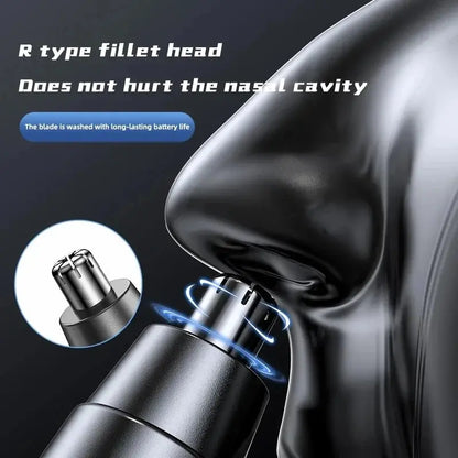 Sleek Black Electric Nose & Ear Hair Trimmer - Professional, Painless Grooming for Men and Women