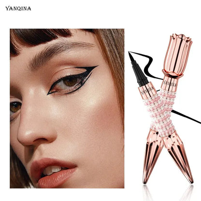 YANQINA Precision Liquid Eyeliner Pen - Long-lasting, Waterproof, Transfer-proof, Quick-Dry Black Eyeliner with Sparkling Design